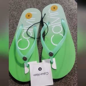 Womens Calvin Klein Green Flip Flop Sandals